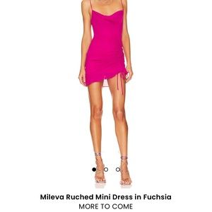 New with tags Mileva Ruched Mini dress in Fuschia